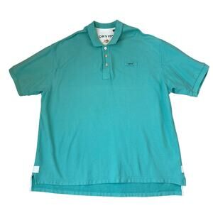 Orvis Men Polo Shirt Embroidered Logo Size XXL Aqua Green Casual Pullover Preppy